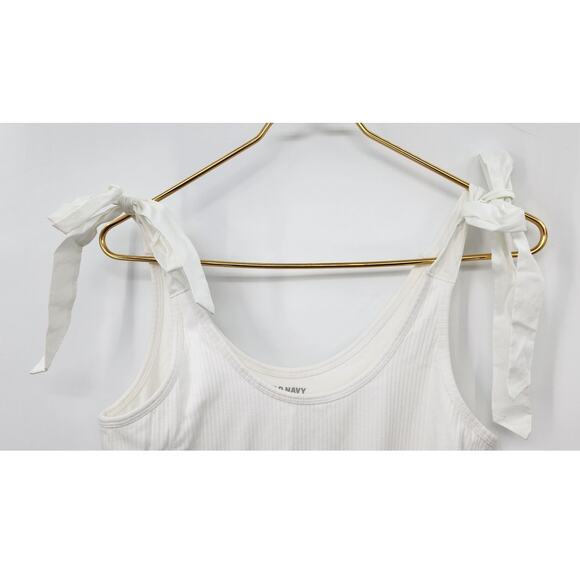 New NWT Old Navy Tie-Shoulder V-Neck‎ Rib-Knit Bodysuit White Medium - Picture 7 of 14